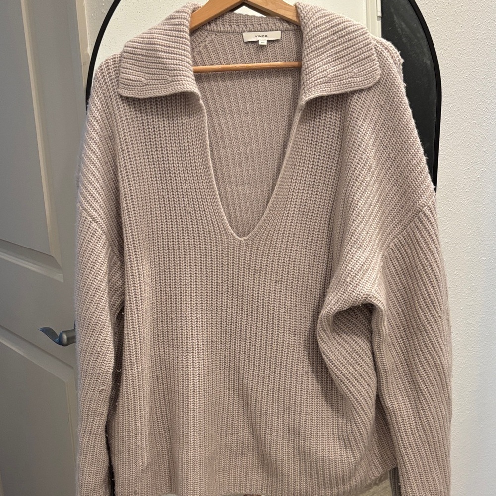 Vince V-Neck Cashmere Sweater - Mauve Pewter